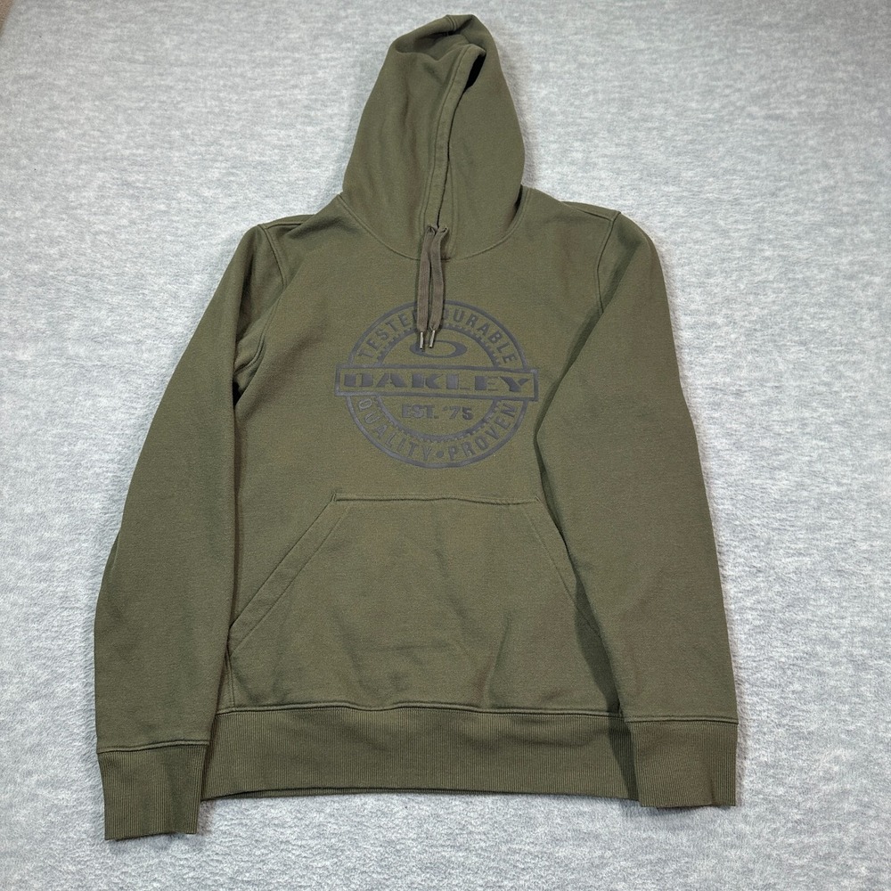 Oakley Hoodie Men SOlive Green Graphic Print Regular Fit Pullover Outdoor y2k‎